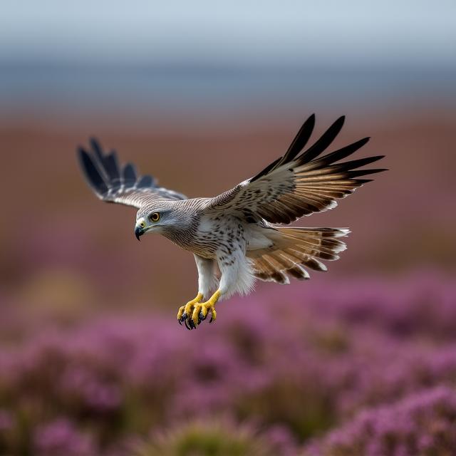 Hen Harrier soaring over Scottish moors