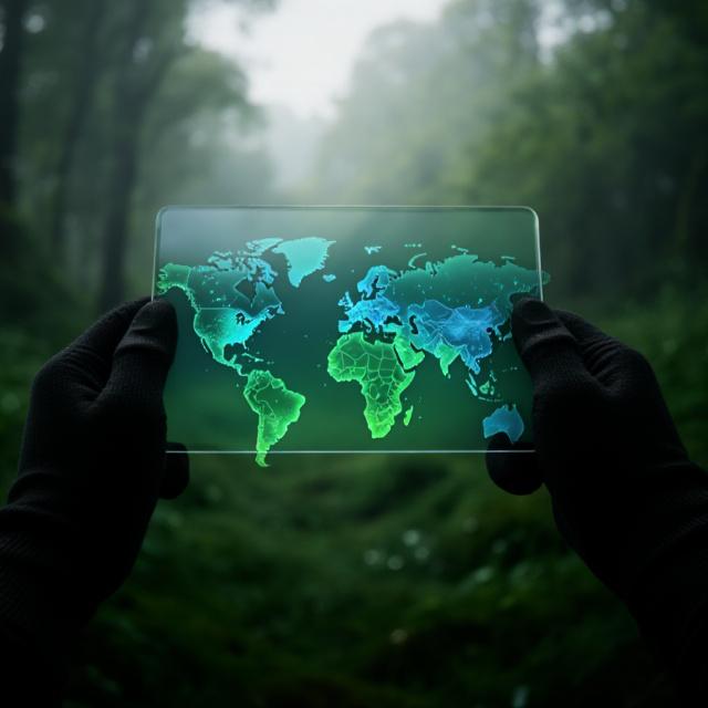 Bird migration data visualization on a tablet in a field setting